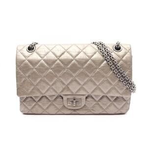 Chanel 2.55 Matelassé Double Flap Metallic Shoulder Bag/Handbag, Calfskin Lea...